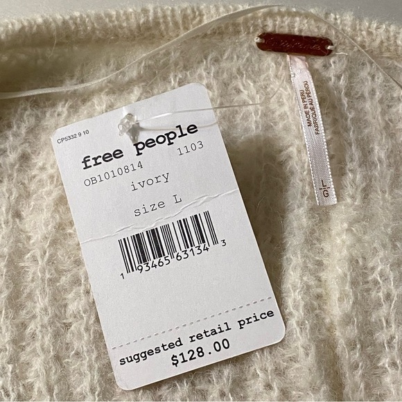 Free People Moonbeam Alpaca Blend V neck Sweater Size Large - Picture 8 of 11